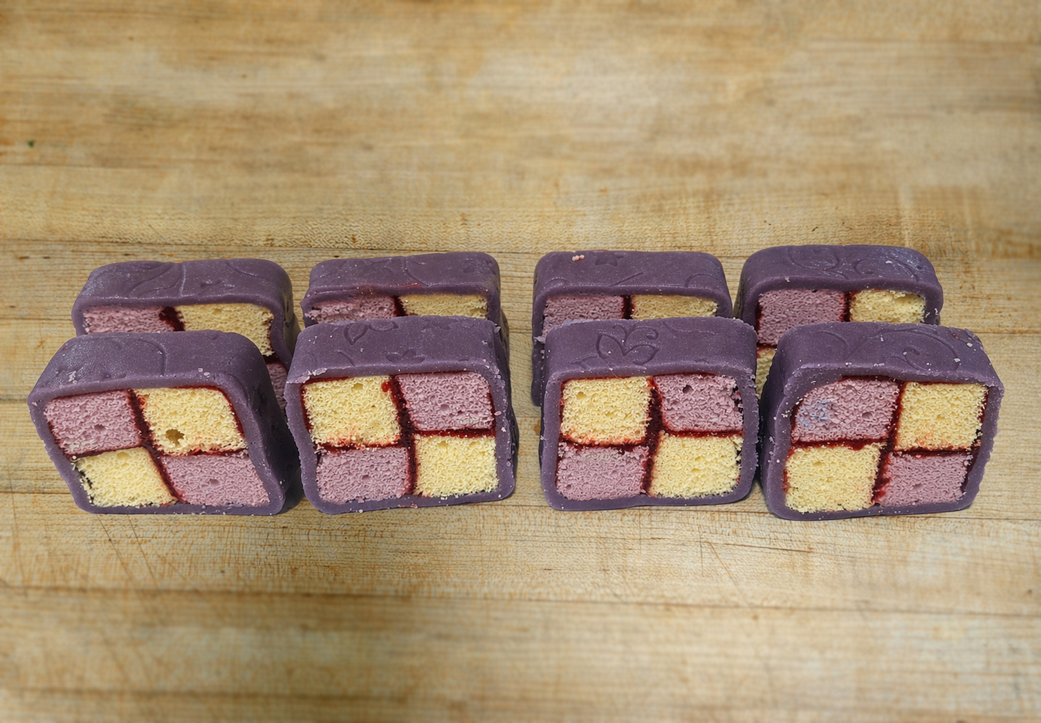 Battenberg cake slices